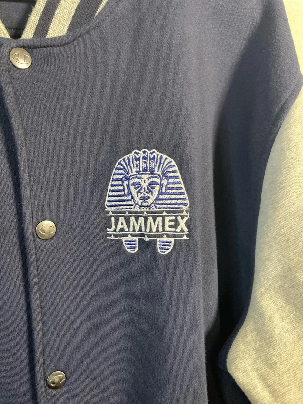 Champion Authentic ActiveWear Jammex Navy Blue Gray jacket Large